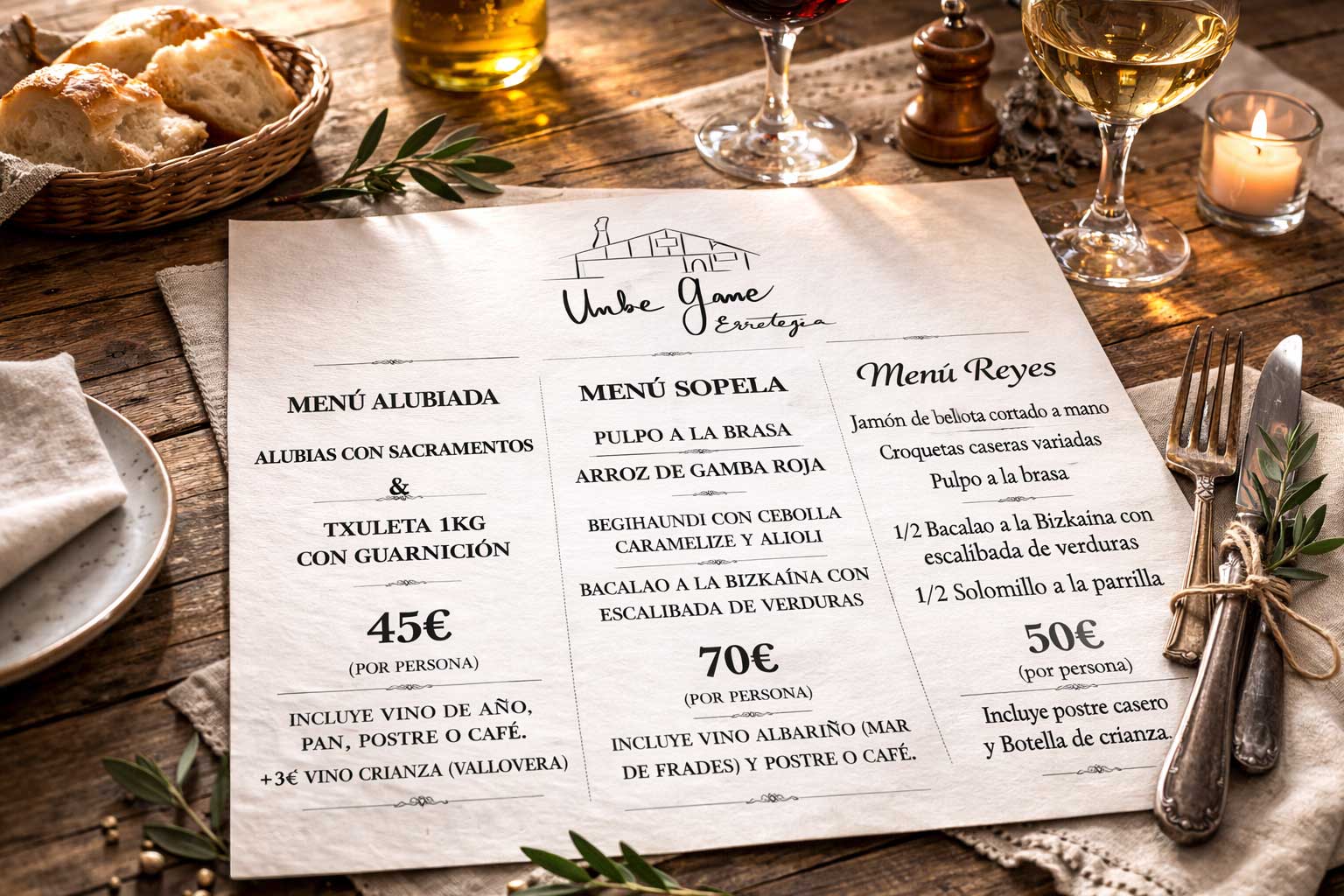 Menús del día, Restaurante, Unbe