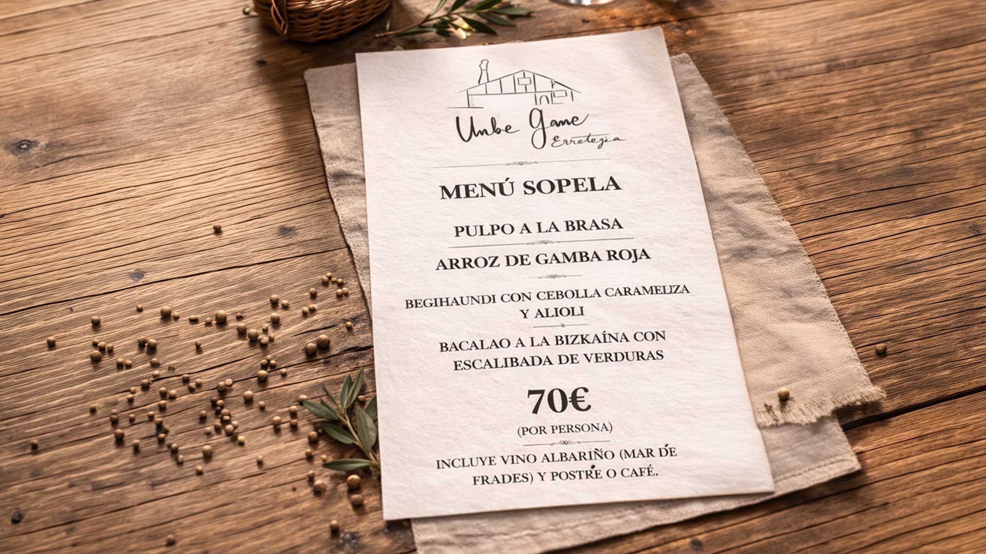 Menú Sopela, Restaurante, Unbe